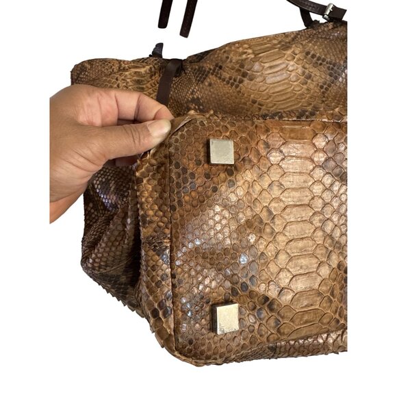 Michael Kors Genuine Soft Snake Skin Leather Women's Brown Shoulder Bag - Picture 9 of 11
